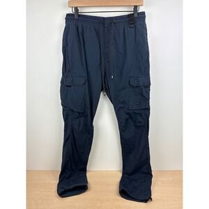 PacSun Black Cargo Pants Elastic Waist Drawstring Relaxed Fit Mens Sz L